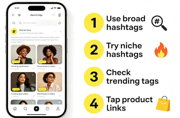 Using TikTok hashtags to discover trending products